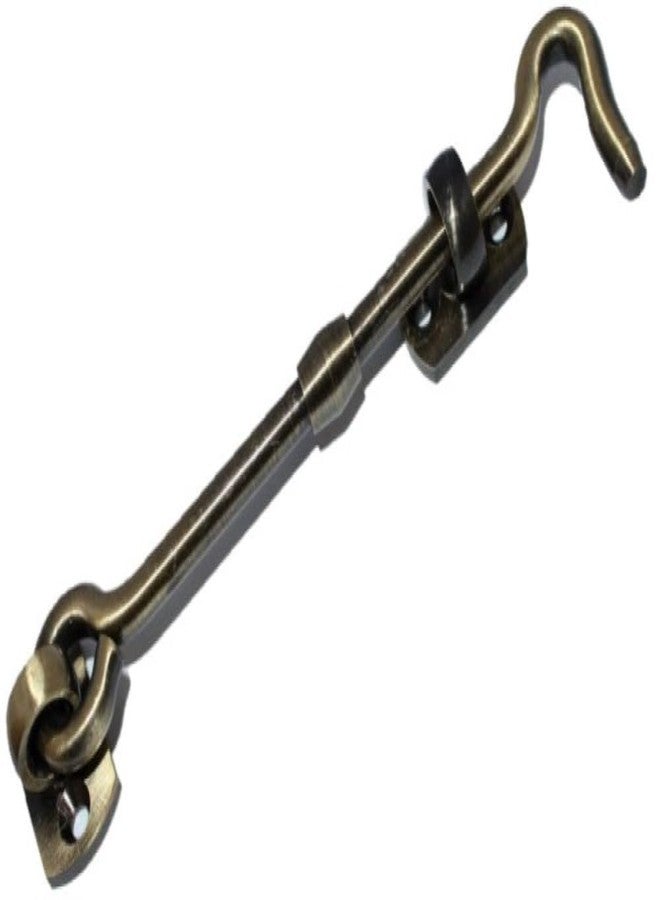 RISEOM Brass Gate Hook/Window Hook (Square-Oval Eye) Pack of 2 (5 inch, Antique Brass) - Image 2
